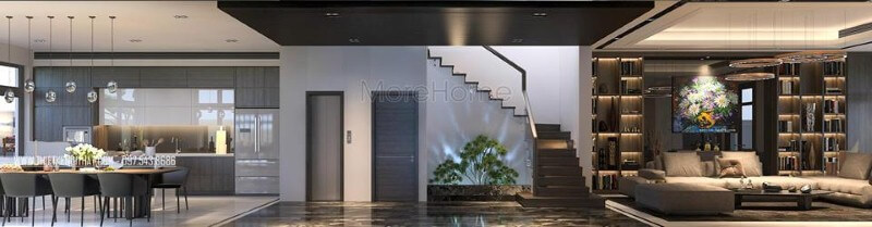 Trang trí nội thất biệt thự, nhà phố hiện đại, sang trọng với ý tưởng thiết kế phòng khách liền phòng bếp, ăn. Mẫu thiết kế và thi công nội thất biệt thự