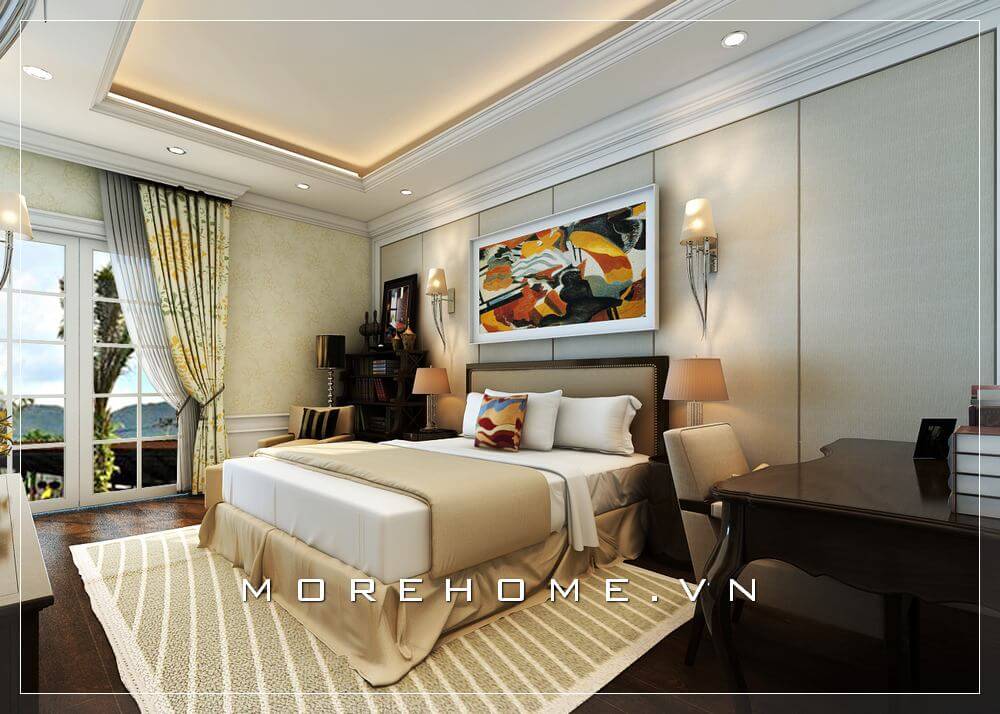 Giường ngủ biệt thự hiện đại Giường ngủ biệt thự hiện đại