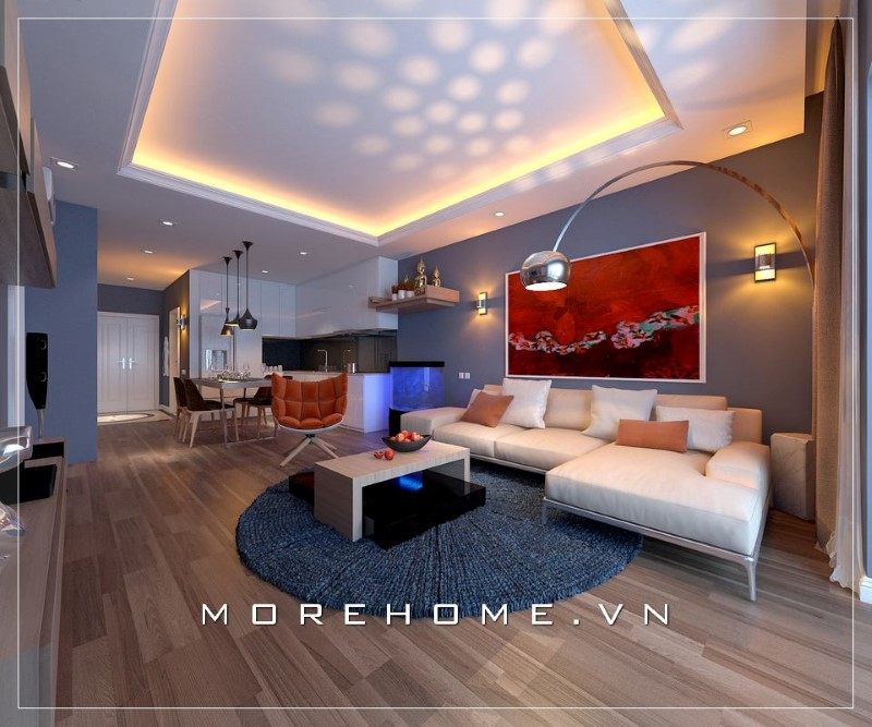 Chiếc bàn trà tinh tế đóng vai trò là điểm nhấn chính làm toát lên vẻ đẹp bên ngoài của không gian phòng khách.